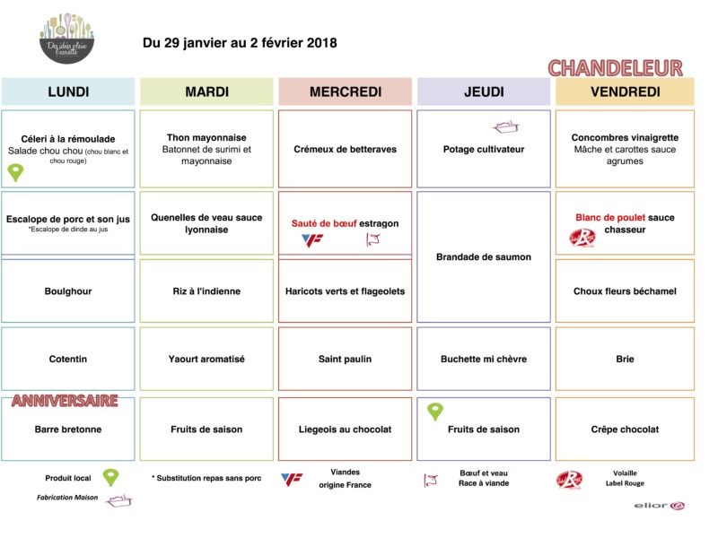 Menus RIMOGNE SEM4 Janvier 2018 Menus RIMOGNE SEM4 Janvier 2018