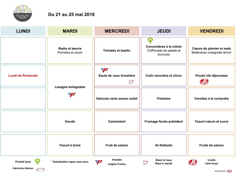 Menus RIMOGNE SEM4 Mai 2018 Menus RIMOGNE SEM4 Mai 2018