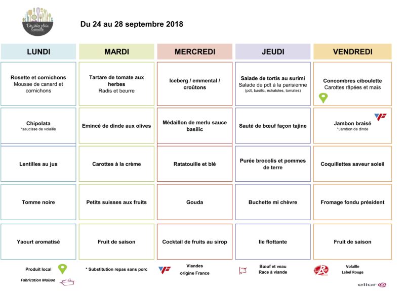 Menus RIMOGNE SEM4 Septembre 2018 Menus RIMOGNE SEM4 Septembre 2018